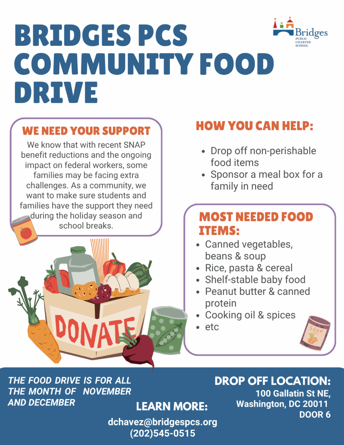 Bridges PCS Community Food Drive